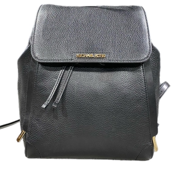 Michael Kors Black Leather Backpack Ginger Pebbled Commute - Picture 1 of 12